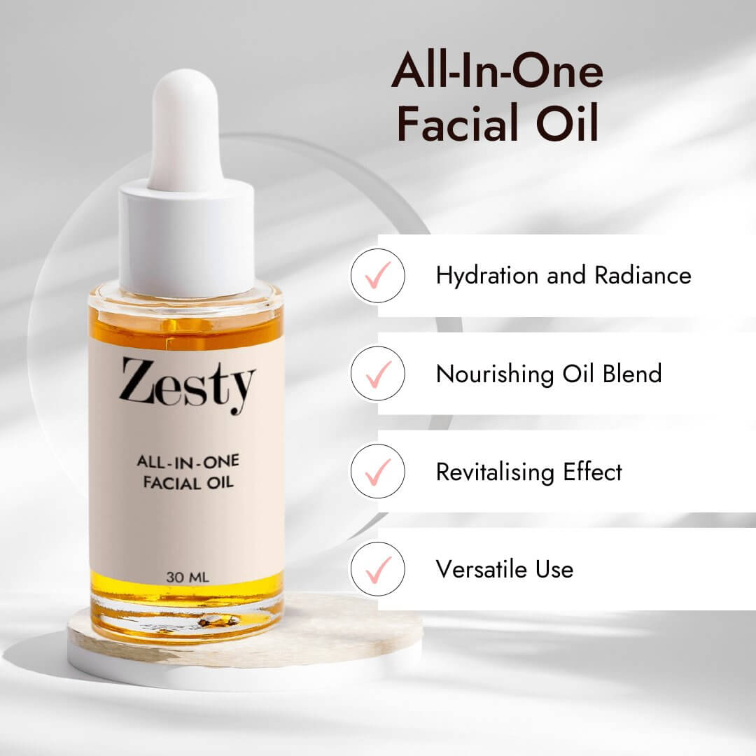 All-In-One Facial Oil - Zesty Beauty LTD - Adds glow - Avocado Oil (Ingredients) - Comforts